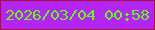 文字の大きさ：1、枠の色：a90f37、背景の色：b225f2、文字の色：65f918 無料ブログパーツのブログ時計