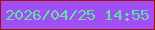 文字の大きさ：2、枠の色：a91003、背景の色：a04ff4、文字の色：65e0a3 無料ブログパーツのブログ時計