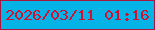 文字の大きさ：1、枠の色：a9163e、背景の色：05b3e7、文字の色：d11131 無料ブログパーツのブログ時計