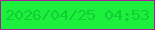 文字の大きさ：5、枠の色：a91c98、背景の色：1cf03c、文字の色：0fcd32 無料ブログパーツのブログ時計
