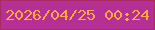 文字の大きさ：1、枠の色：a92a64、背景の色：b62f94、文字の色：fda93f 無料ブログパーツのブログ時計