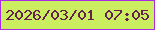 文字の大きさ：4、枠の色：a92be3、背景の色：cbed60、文字の色：64214c 無料ブログパーツのブログ時計