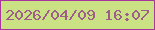文字の大きさ：1、枠の色：a9359e、背景の色：cbe284、文字の色：9d5f89 無料ブログパーツのブログ時計