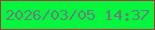 文字の大きさ：5、枠の色：a9363a、背景の色：05f63e、文字の色：688178 無料ブログパーツのブログ時計