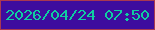 文字の大きさ：5、枠の色：a93851、背景の色：3e0c9f、文字の色：0fcda1 無料ブログパーツのブログ時計