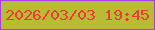 文字の大きさ：1、枠の色：a93ceb、背景の色：b8bc33、文字の色：ec3a3f 無料ブログパーツのブログ時計