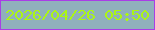 文字の大きさ：3、枠の色：a93ee6、背景の色：90b0bc、文字の色：abf614 無料ブログパーツのブログ時計