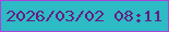 文字の大きさ：3、枠の色：a944db、背景の色：2dbbc6、文字の色：651d82 無料ブログパーツのブログ時計