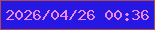 文字の大きさ：5、枠の色：a94c4b、背景の色：2617e3、文字の色：f087ef 無料ブログパーツのブログ時計