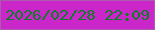 文字の大きさ：1、枠の色：a95cae、背景の色：ca26ca、文字の色：097e24 無料ブログパーツのブログ時計