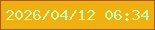 文字の大きさ：1、枠の色：a95f05、背景の色：eeb111、文字の色：cbf9a8 無料ブログパーツのブログ時計