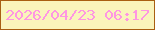 文字の大きさ：1、枠の色：a95f12、背景の色：faf4bb、文字の色：fe96e2 無料ブログパーツのブログ時計