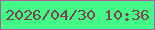 文字の大きさ：5、枠の色：a9609d、背景の色：43fa87、文字の色：7e4152 無料ブログパーツのブログ時計