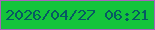 文字の大きさ：1、枠の色：a962bd、背景の色：14c43b、文字の色：065963 無料ブログパーツのブログ時計