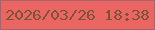 文字の大きさ：1、枠の色：a9636d、背景の色：eb6562、文字の色：795435 無料ブログパーツのブログ時計