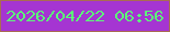 文字の大きさ：4、枠の色：a96c52、背景の色：a535d2、文字の色：5cf979 無料ブログパーツのブログ時計