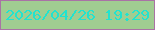 文字の大きさ：4、枠の色：a973a5、背景の色：a0cd91、文字の色：22e3cf 無料ブログパーツのブログ時計