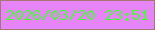 文字の大きさ：4、枠の色：a97672、背景の色：e585f9、文字の色：4bfa39 無料ブログパーツのブログ時計
