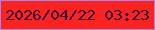 文字の大きさ：4、枠の色：a984e6、背景の色：f92321、文字の色：360437 無料ブログパーツのブログ時計