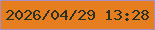 文字の大きさ：5、枠の色：a98ec3、背景の色：e67d1e、文字の色：2b311f 無料ブログパーツのブログ時計