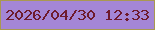 文字の大きさ：1、枠の色：a99851、背景の色：a486d6、文字の色：6e1a2d 無料ブログパーツのブログ時計