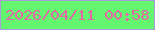 文字の大きさ：4、枠の色：a999dd、背景の色：64f66f、文字の色：e468a6 無料ブログパーツのブログ時計