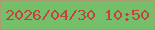 文字の大きさ：3、枠の色：a99c71、背景の色：76bf6a、文字の色：c4443b 無料ブログパーツのブログ時計