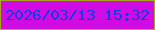 文字の大きさ：1、枠の色：a9a522、背景の色：d00ce3、文字の色：133ae4 無料ブログパーツのブログ時計