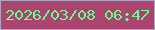 文字の大きさ：5、枠の色：a9a5c2、背景の色：ab456d、文字の色：69fc94 無料ブログパーツのブログ時計