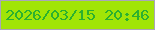 文字の大きさ：3、枠の色：a9a6ba、背景の色：a1e507、文字の色：2bb12f 無料ブログパーツのブログ時計