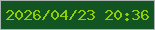 文字の大きさ：3、枠の色：a9b3af、背景の色：125522、文字の色：90ce04 無料ブログパーツのブログ時計