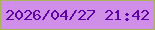 文字の大きさ：1、枠の色：a9b459、背景の色：cf8fe9、文字の色：5f03a5 無料ブログパーツのブログ時計