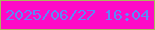 文字の大きさ：4、枠の色：a9b85c、背景の色：fe0ac7、文字の色：5d89f7 無料ブログパーツのブログ時計
