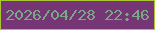 文字の大きさ：1、枠の色：a9c534、背景の色：763575、文字の色：7aa884 無料ブログパーツのブログ時計