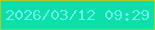 文字の大きさ：5、枠の色：a9ce27、背景の色：0cdfa8、文字の色：69f5ea 無料ブログパーツのブログ時計