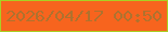 文字の大きさ：2、枠の色：a9cf24、背景の色：f7641e、文字の色：af722e 無料ブログパーツのブログ時計