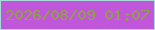 文字の大きさ：4、枠の色：a9dada、背景の色：c057db、文字の色：939e49 無料ブログパーツのブログ時計