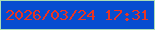 文字の大きさ：3、枠の色：a9deb6、背景の色：064dd0、文字の色：ea3422 無料ブログパーツのブログ時計