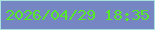文字の大きさ：2、枠の色：a9e1de、背景の色：7686c2、文字の色：55e728 無料ブログパーツのブログ時計