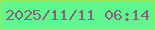 文字の大きさ：2、枠の色：a9e44e、背景の色：61f78f、文字の色：89617f 無料ブログパーツのブログ時計