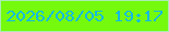 文字の大きさ：1、枠の色：a9ecb2、背景の色：75f90d、文字の色：13bbe1 無料ブログパーツのブログ時計