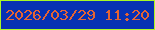 文字の大きさ：3、枠の色：a9f824、背景の色：0731b3、文字の色：e66433 無料ブログパーツのブログ時計