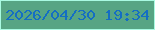 文字の大きさ：3、枠の色：a9fae2、背景の色：57a584、文字の色：146ec3 無料ブログパーツのブログ時計