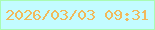 文字の大きさ：2、枠の色：a9fbb3、背景の色：c3fcff、文字の色：f1b95b 無料ブログパーツのブログ時計