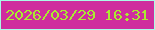 文字の大きさ：2、枠の色：a9fbe7、背景の色：cf2d9e、文字の色：a9eb30 無料ブログパーツのブログ時計