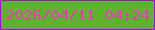 文字の大きさ：4、枠の色：aa05e4、背景の色：5db32e、文字の色：f137ba 無料ブログパーツのブログ時計