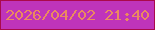 文字の大きさ：4、枠の色：aa0a4b、背景の色：bf34ba、文字の色：eb8a5f 無料ブログパーツのブログ時計