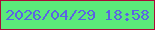文字の大きさ：2、枠の色：aa0b38、背景の色：5bea7a、文字の色：5b63e3 無料ブログパーツのブログ時計