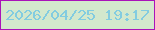 文字の大きさ：1、枠の色：aa13b9、背景の色：d3e8cd、文字の色：83cce0 無料ブログパーツのブログ時計