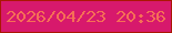 文字の大きさ：2、枠の色：aa1703、背景の色：d7196c、文字の色：f56f56 無料ブログパーツのブログ時計